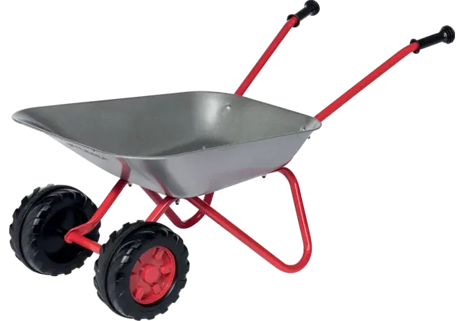 RollyToys Metallschubkarre Silber mit Doppelrad für Kinder ab 2,5 Jahren
