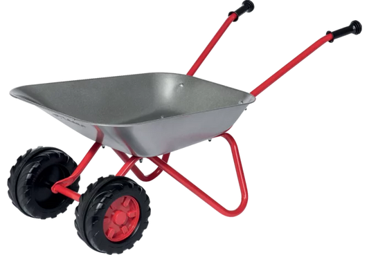 RollyToys Metallschubkarre Silber mit Doppelrad für Kinder ab 2,5 Jahren

