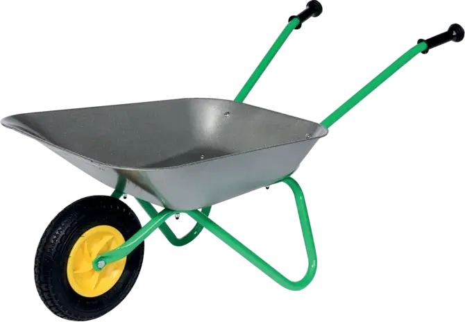 RollyToys Metallschubkarre Silber für Kinder ab 2,5 Jahren, robuste Spielschubkarre aus Metall
