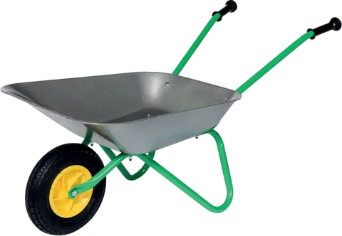 Metallschubkarre RollyToys 271757 in Silber für Kinder ab 2,5 Jahren im Garten