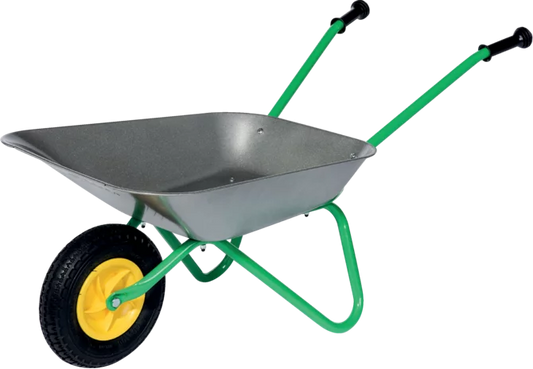 RollyToys Metallschubkarre Silber für Kinder ab 2,5 Jahren, robuste Spielschubkarre aus Metall
