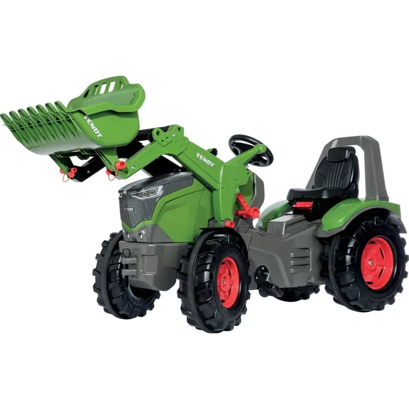 Fendt 1050 Vario Kindertraktor mit Frontlader von rollytoys in Fendt-Grün, Seitenansicht