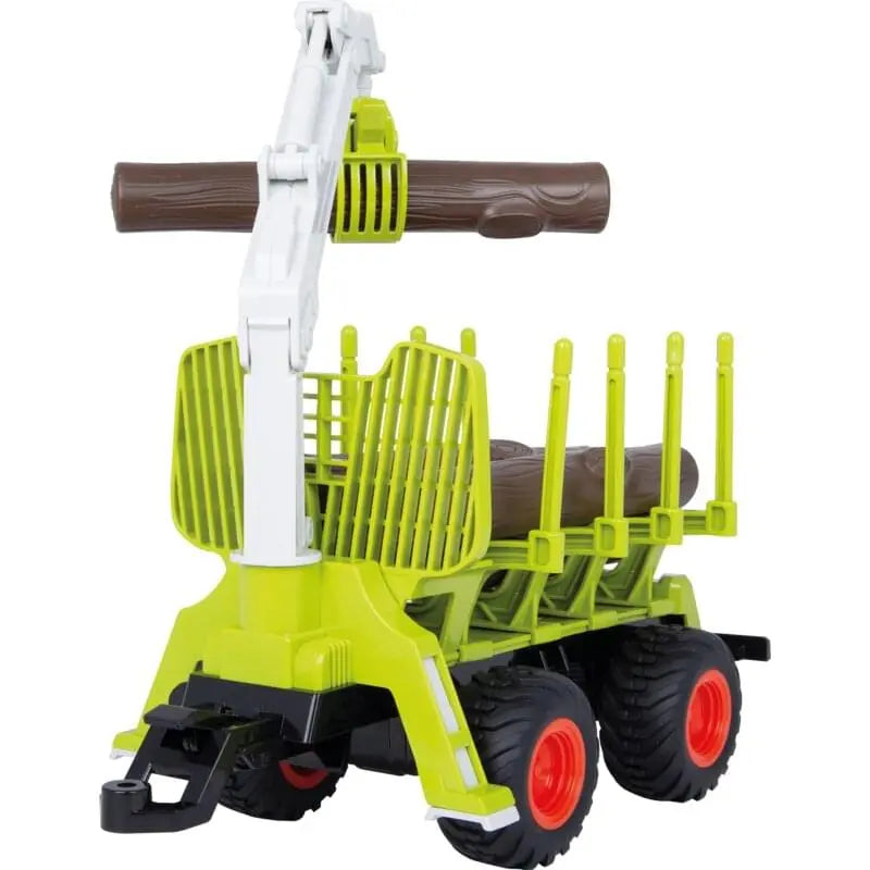 JAMARA Rückeanhänger mit Kran 1:24 – Holzrückewagen mit Baumstämmen, seitliche Ansicht