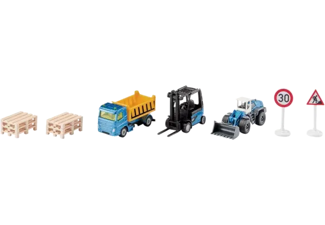 Siku Baustellen Set 6336 im Maßstab 1:87 mit Fahrzeugen und Zubehör für Kinder