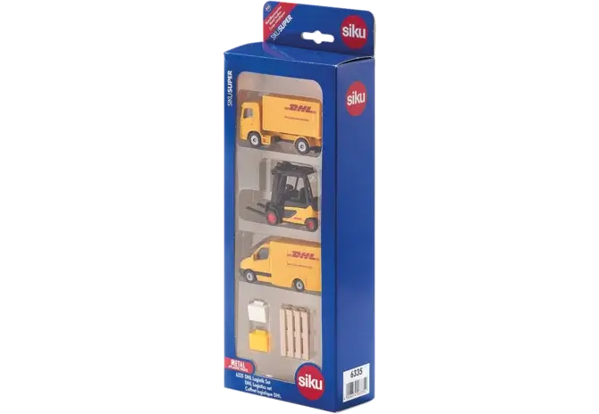 Siku DHL Logistik Set 6335 mit Fahrzeugen im Maßstab 1:87 in gelbem DHL-Design