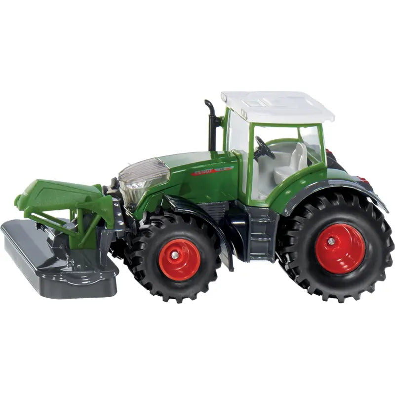 Siku Fendt 942 Vario Traktor mit Frontmähwerk im Maßstab 1:50, seitliche Ansicht