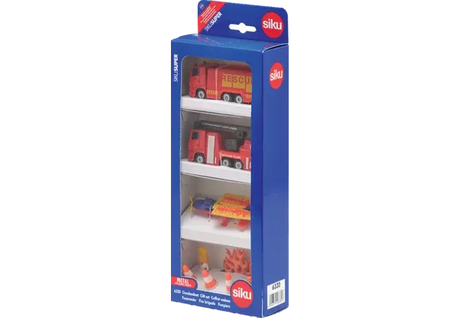 SIKU Feuerwehr Set 6330 – Einsatzfahrzeug-Spielset im Maßstab 1:87 von oben