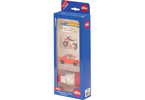 SIKU Freizeit Set 6325 im Maßstab 1:87 mit Fahrzeugen und Zubehör