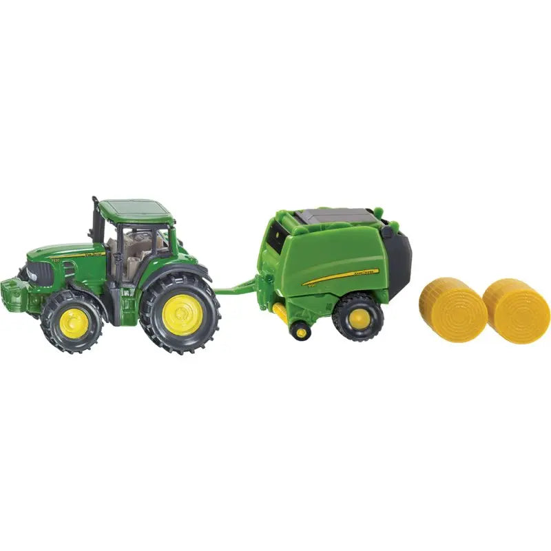 Siku John Deere Traktor mit Ballenpresse 1:32 – detailreiches Bauernhof-Spielzeugmodell