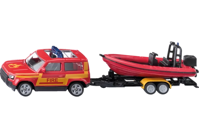 Siku Land Rover Feuerwehr mit Rettungsboot Spielzeug 1:87
