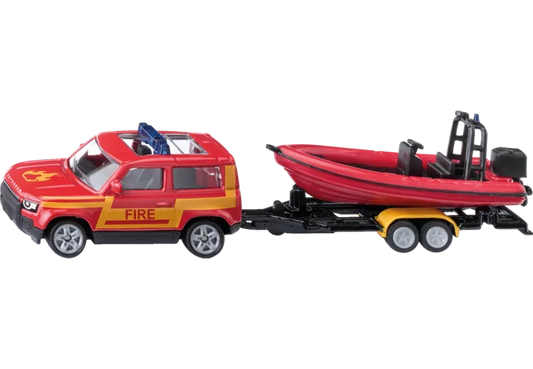 Siku Land Rover Feuerwehr mit Rettungsboot Spielzeug 1:87
