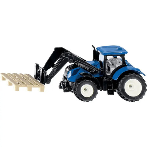 Siku New Holland Traktor mit Frontlader 1:32 inklusive Palette in blauem Design