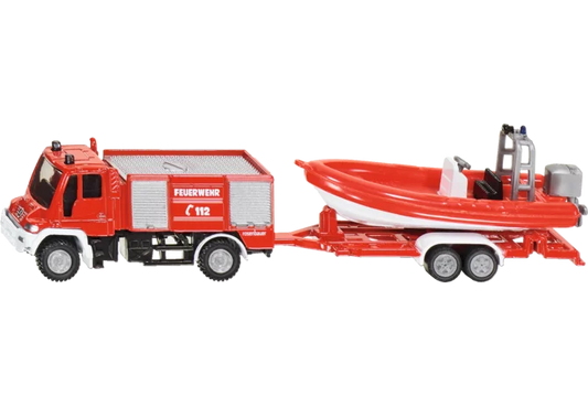 Siku Unimog Feuerwehr mit Rettungsboot Spielzeug 1:87
