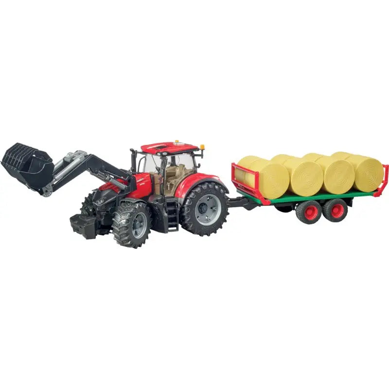 Bruder Case IH Optum 300 CVX Traktor mit Frontlader im Maßstab 1:32 mit Anhänger