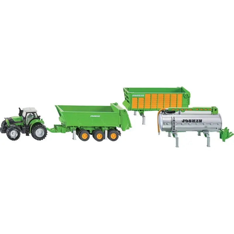 Siku Deutz-Fahr mit Joskin Hänger-Set 1:87 – Traktor und Anhänger aus Metall in der Seitenansicht