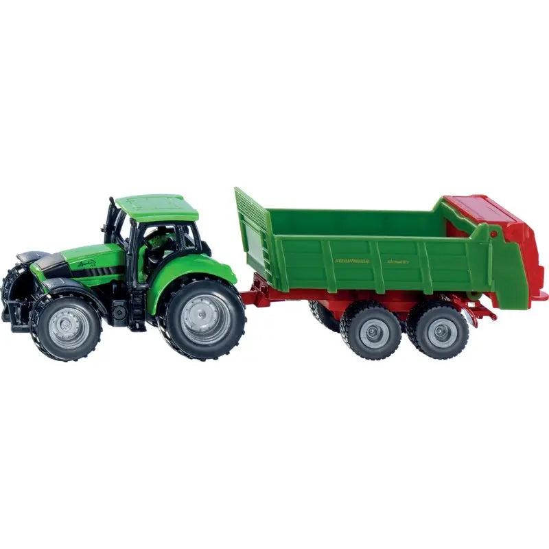 Siku Deutz-Fahr Traktor mit Universalstreuer 1:87 – grünes Miniatur-Set aus Metall
