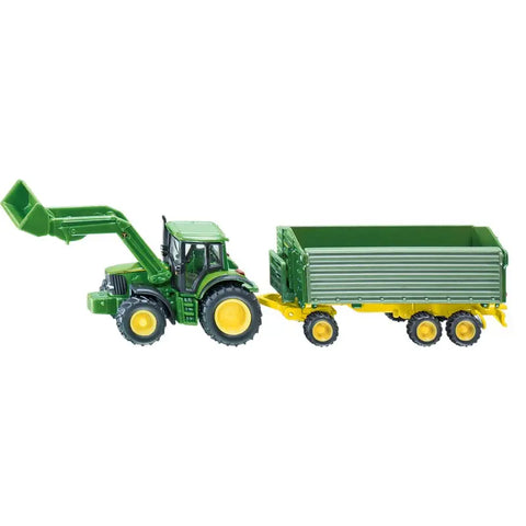 Siku John Deere Traktor mit Frontlader und Anhänger 1:87 – Set in Originalverpackung