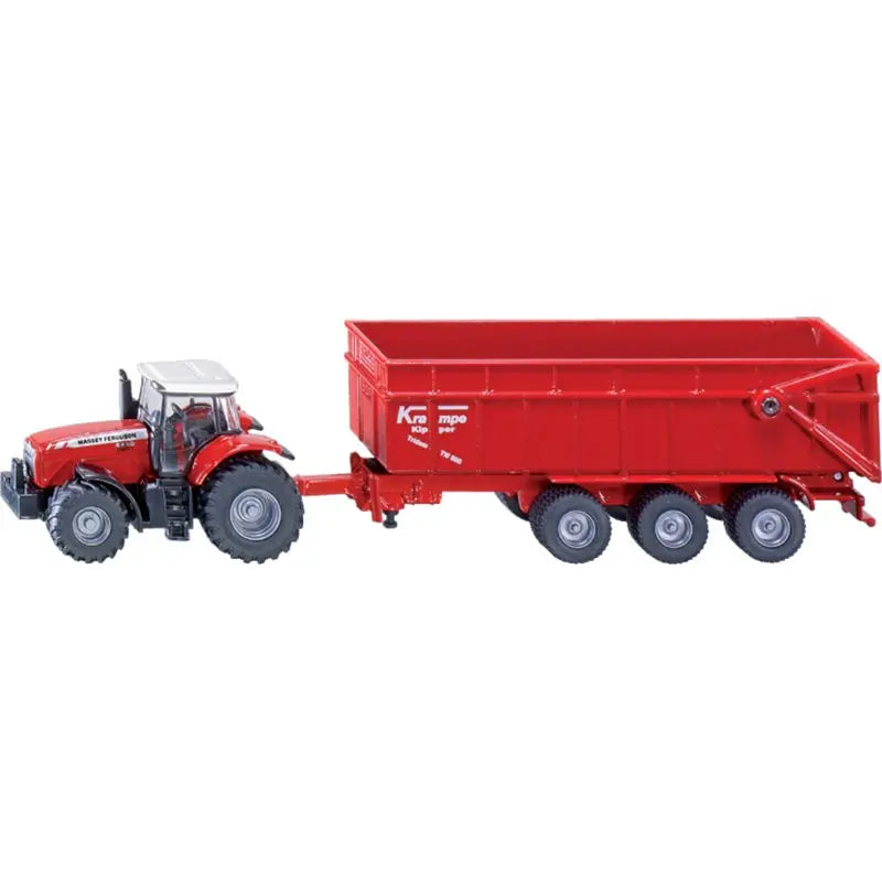 Siku Massey Ferguson Traktor mit Anhänger 1:87 – Miniatur-Set aus Metall und Kunststoff