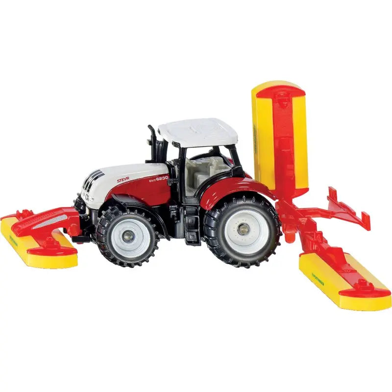 Siku Steyr CVT mit Pöttinger Mähwerk 1:87 – Traktor-Modell mit Front- und Heckmähwerk