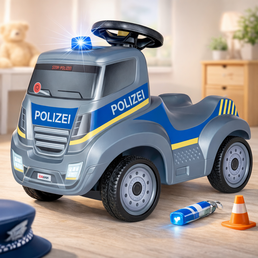 Ferbedo Truck Polizei Rutschfahrzeug für Kinder ab 1,5 Jahren