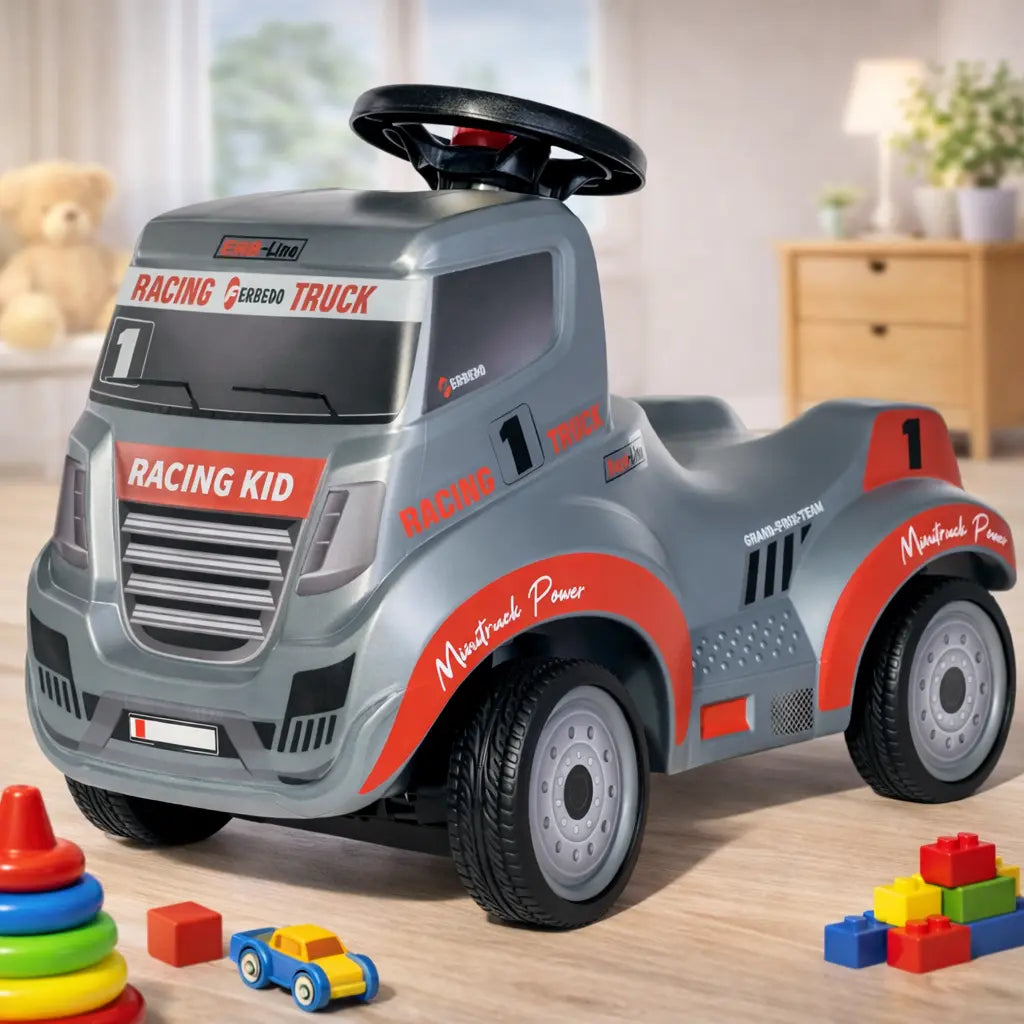 Ferbedo Truck Racing Rutschfahrzeug in Seitenansicht, geeignet ab 1,5 Jahren