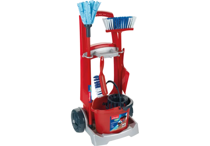 Vileda Putzwagen Spielzeug von klein mit viel Zubehör für Kinder ab 3 Jahren
