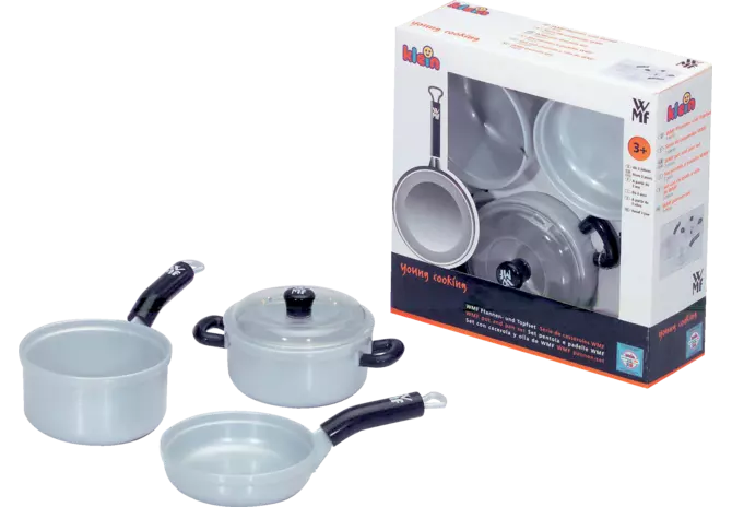 WMF Pfannen- und Topfset Spielzeug von klein, 3-teilig für Kinderküchen
